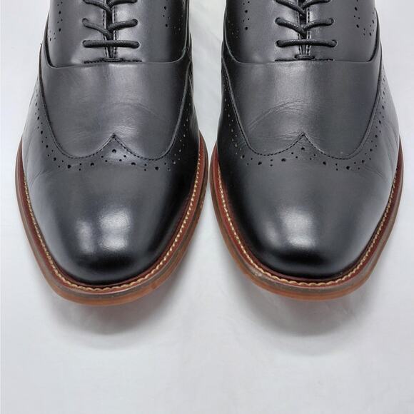 Stacy Adams Mens Dress Shoes Size 13 Black Leather Wingtip Oxford Lace Up Work - Picture 4 of 14
